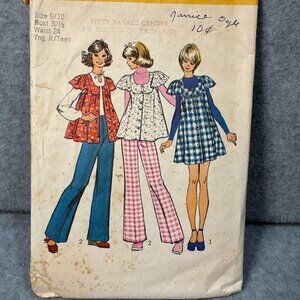 VTG Simplicity Pattern 5429 Jr Teen Size 9 10 Bust 30.5 Waist 24 1972 70's Smock